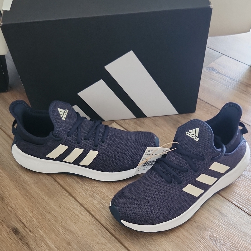 Adidas Cloudfoam Pure SP Navy and White Athletic Shoes Women Size 8